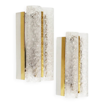 Pair of wall lamps in brass and glass by Doria Leuchten