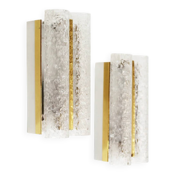 Pair of wall lamps in brass and glass by Doria Leuchten