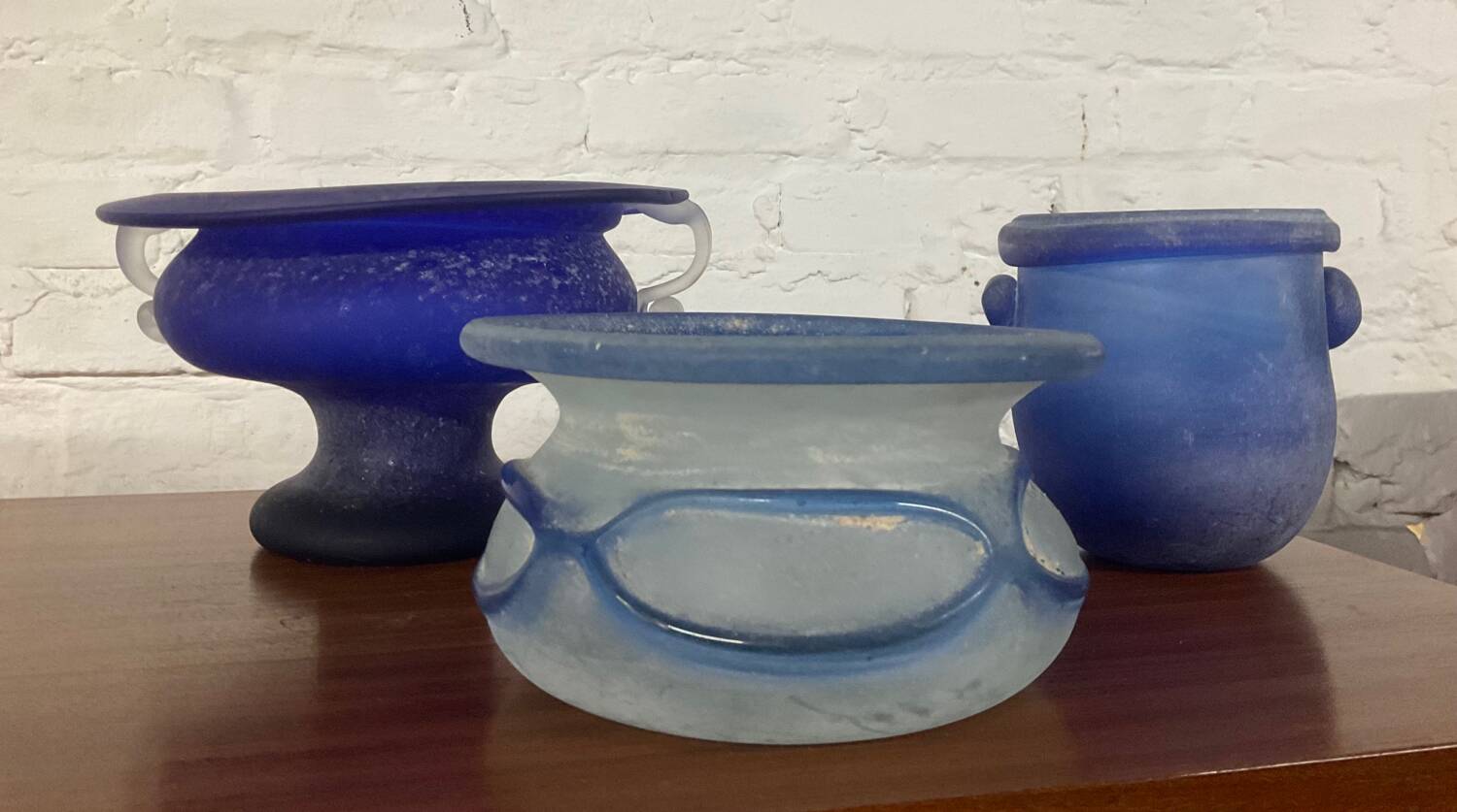 Trio of Murano “Scavo” plant pots from the 60s and 70s