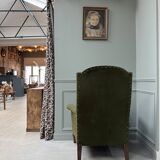 Green velvet tub chair