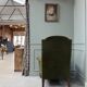 Green velvet tub chair