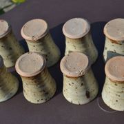 8 stoneware cups/mugs by Gustave Tiffoche