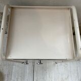 Industrial white metal bedside