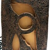 Brutalist ceramic lamp with stylized bird decor