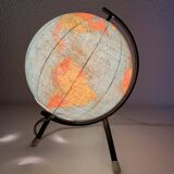 Globe vintage 1972 terrestre verre Taride tripode - 22 cm