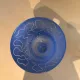 Frosted blue glass tulip vase on a stand. 90s.