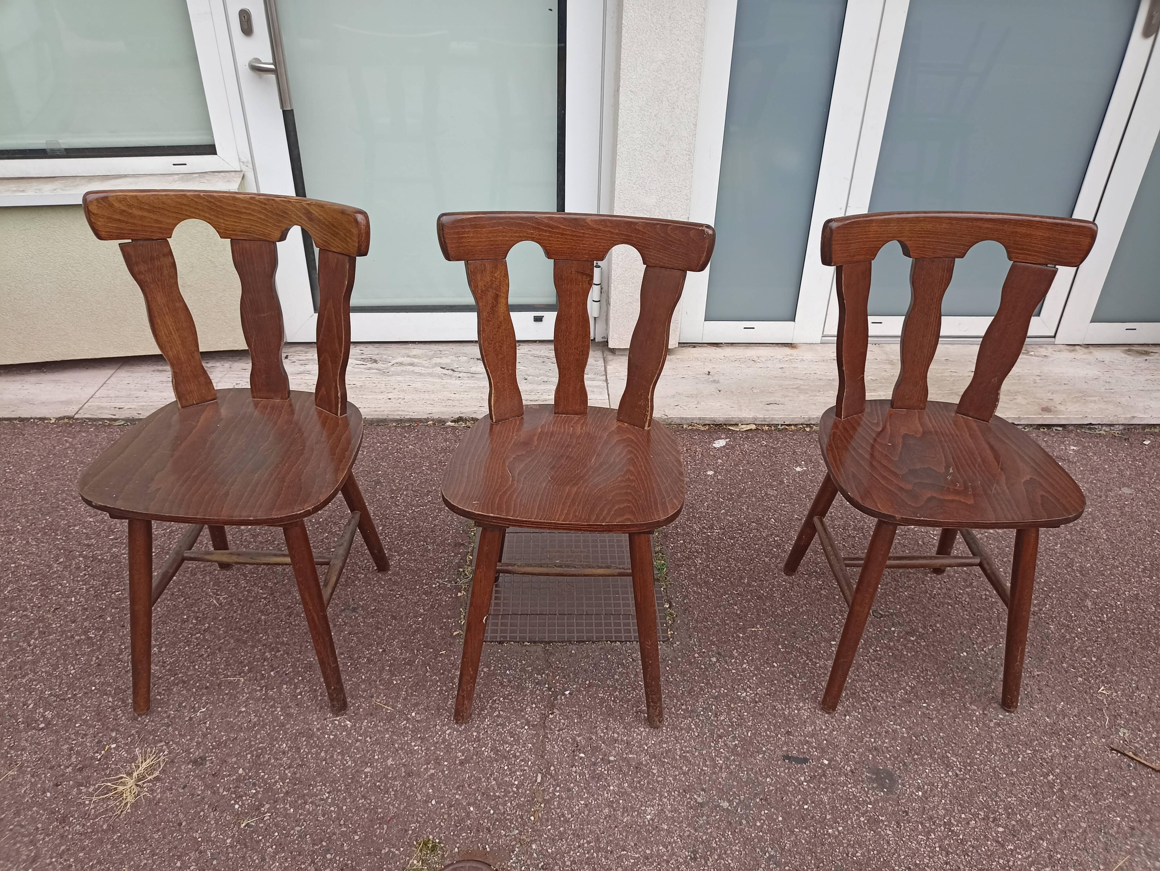 Lot 7 chaises de bistrot bois, année 70/80/90
