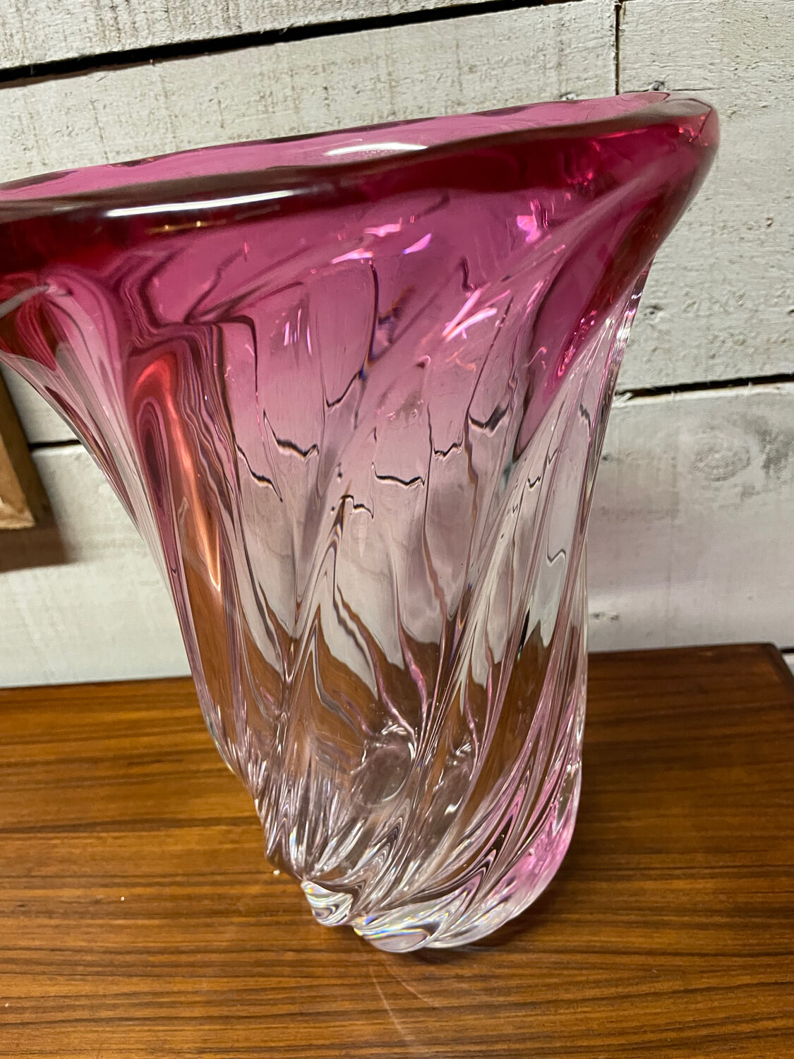 Vase bicolore cristal val saint Lambert