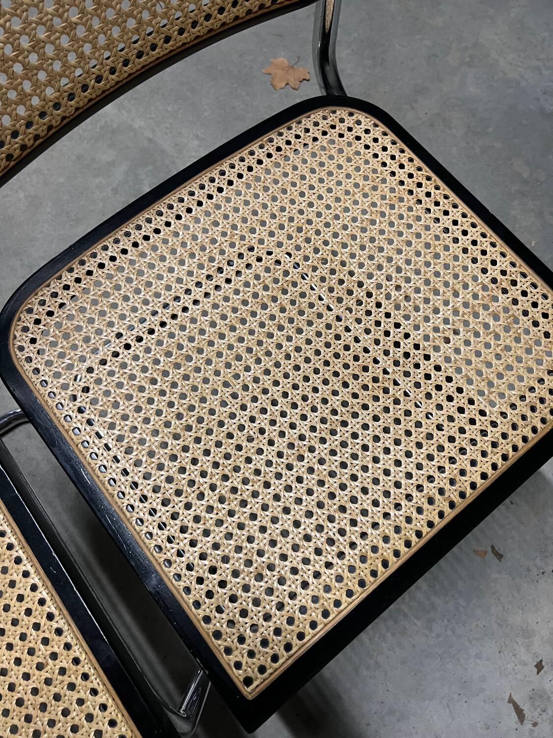 Pair of Marcel Breuer B32 Cesca black chairs