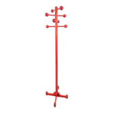 Postmodern Red Stained Beech Coat Rack with Balls, Italy, 1970s