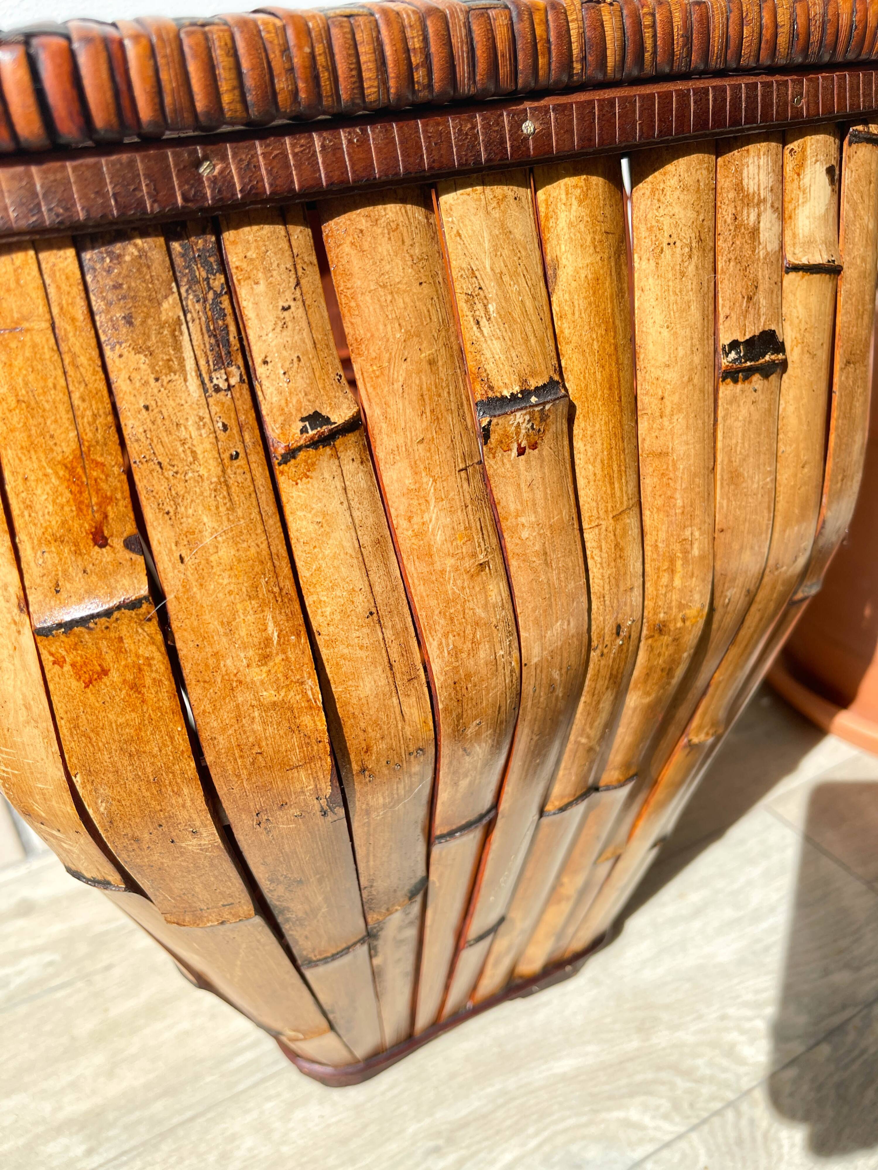 Vintage rattan umbrella stand, colonial style 1930s - Vintage rattan planter
