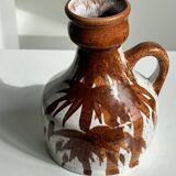 Small white and brown vase or pitcher West Germany H:15cm D:10.5cm