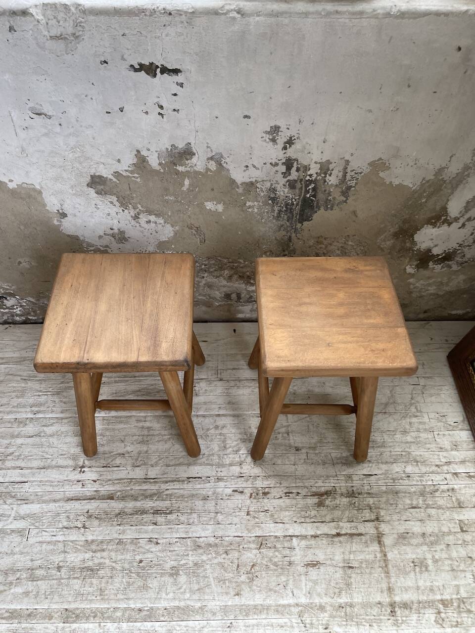 Pair of beech stools