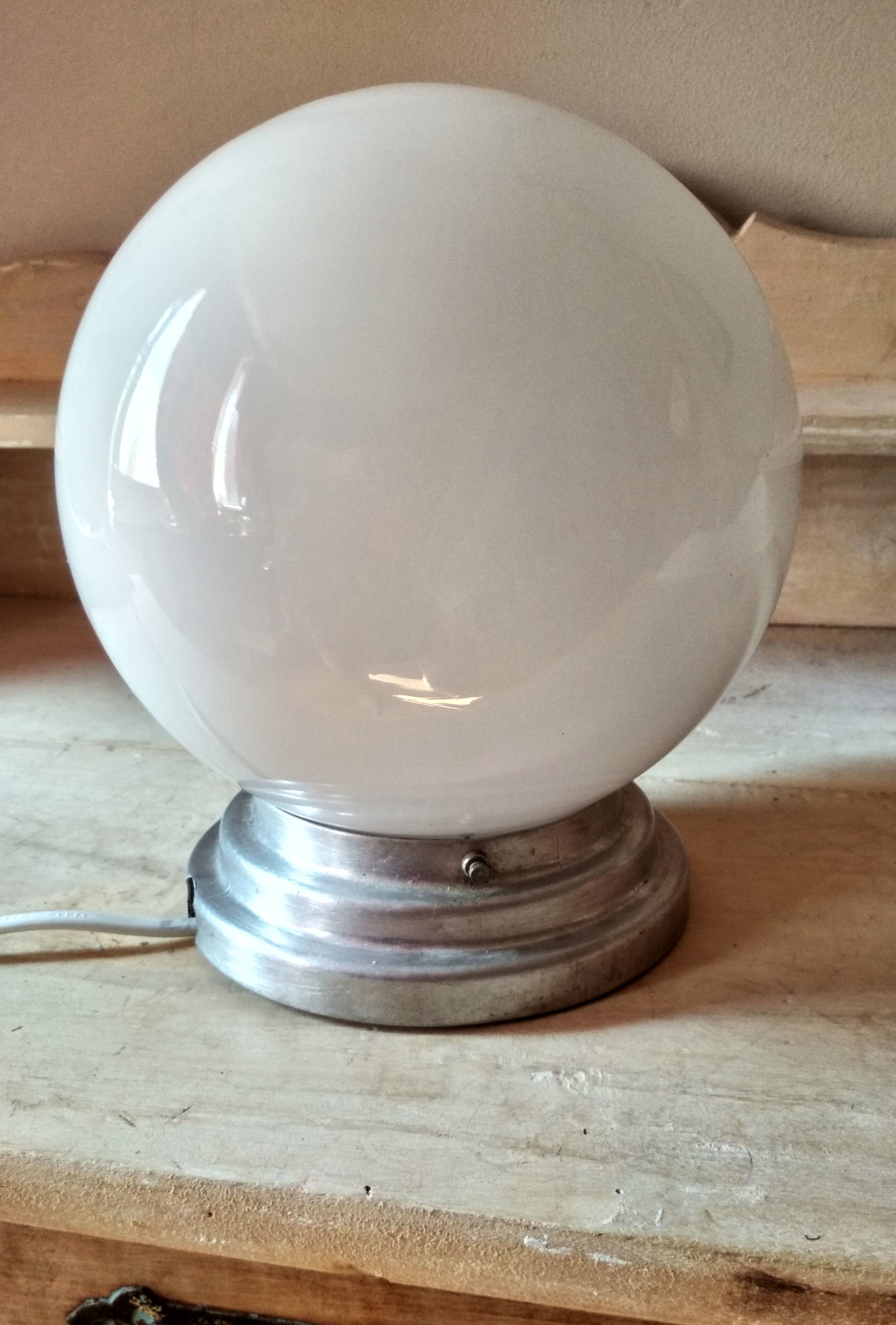 Old ceiling of 40's, white opaline globe, ceiling light
