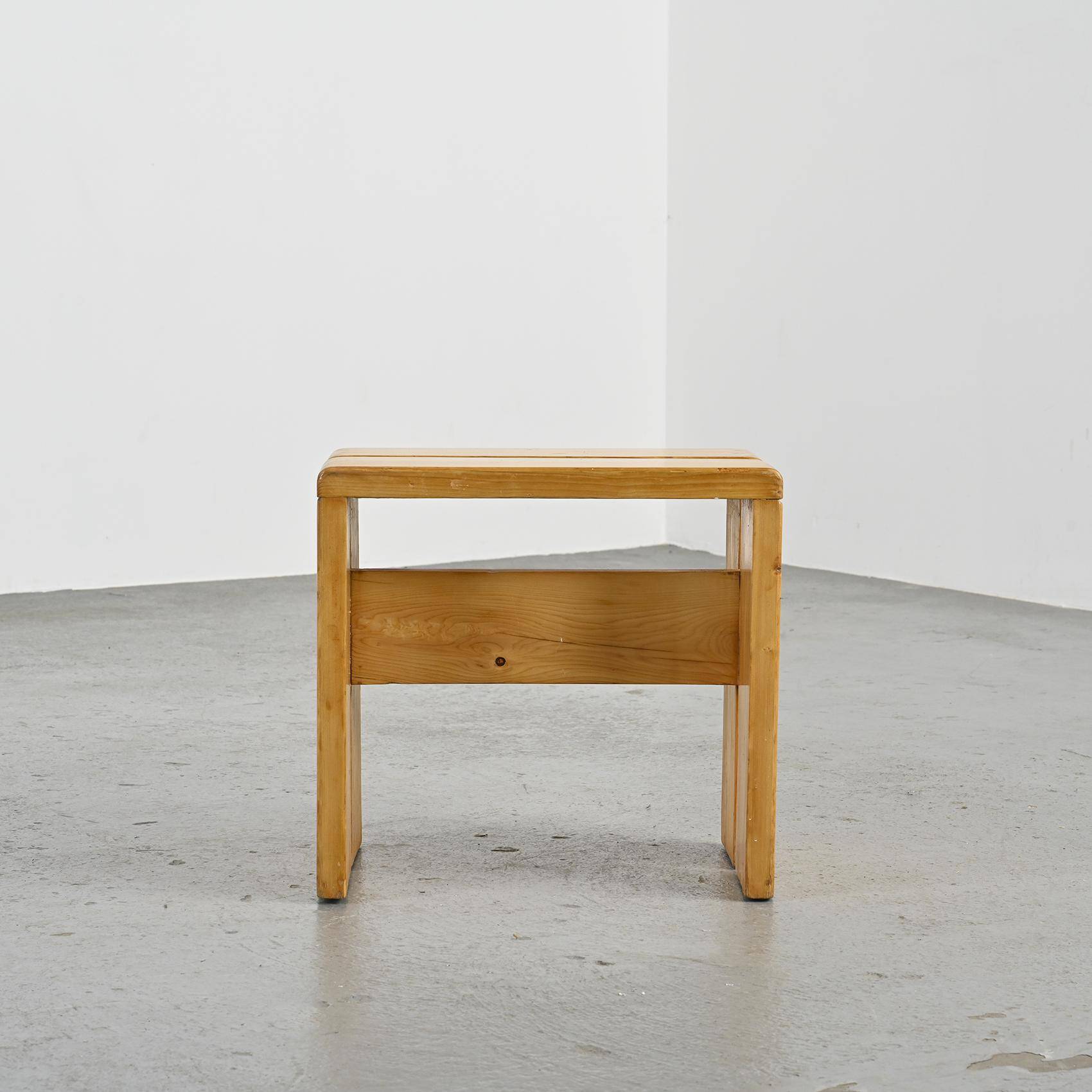 Perriand selection for Les Arcs: Pine stool circa 1973.