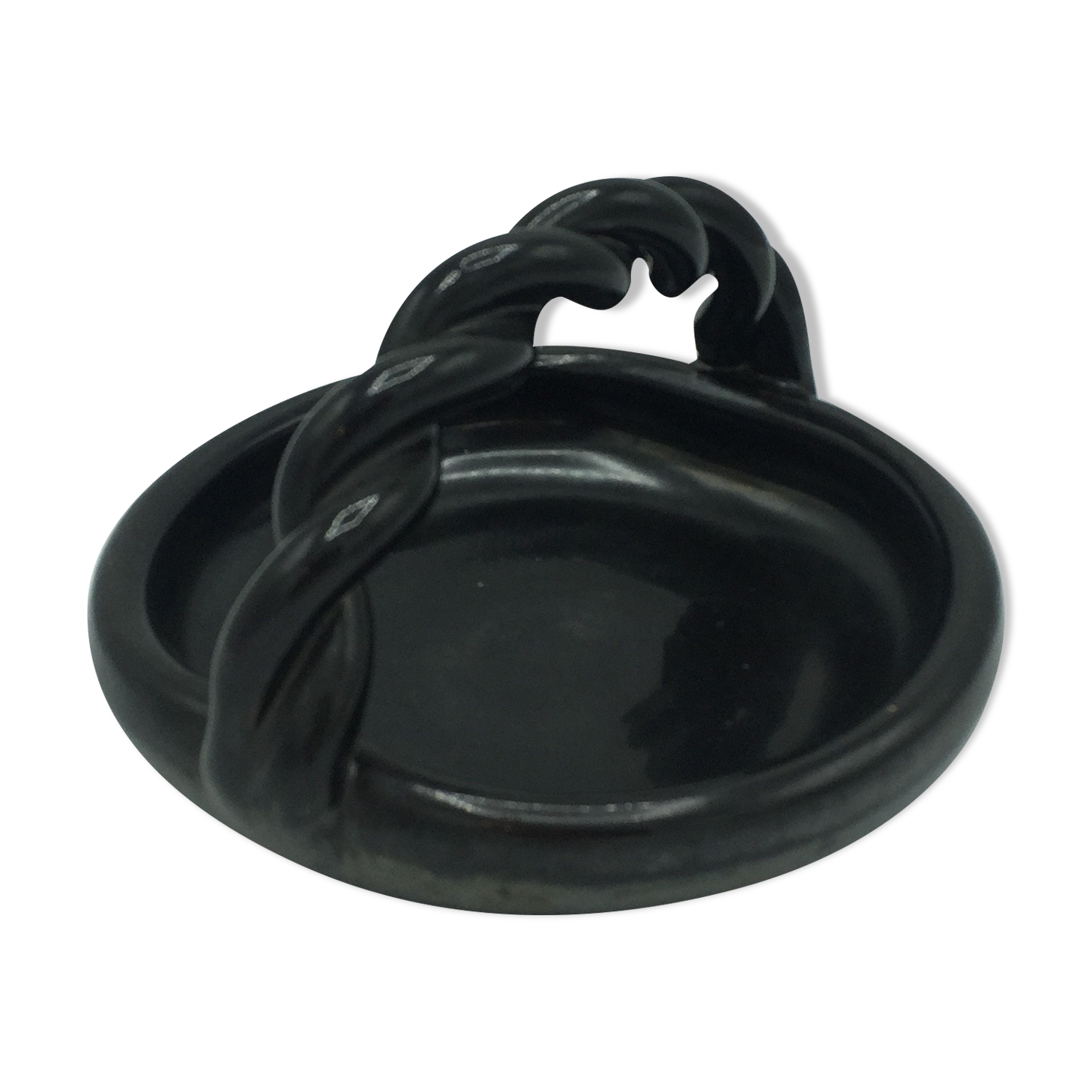 Pretty black ceramic basket braided hanse accost