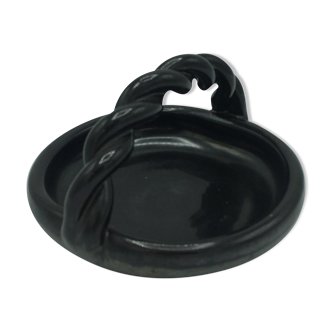 Pretty black ceramic basket braided hanse accost