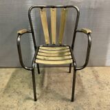 Fauteuil industriel en métal et bois