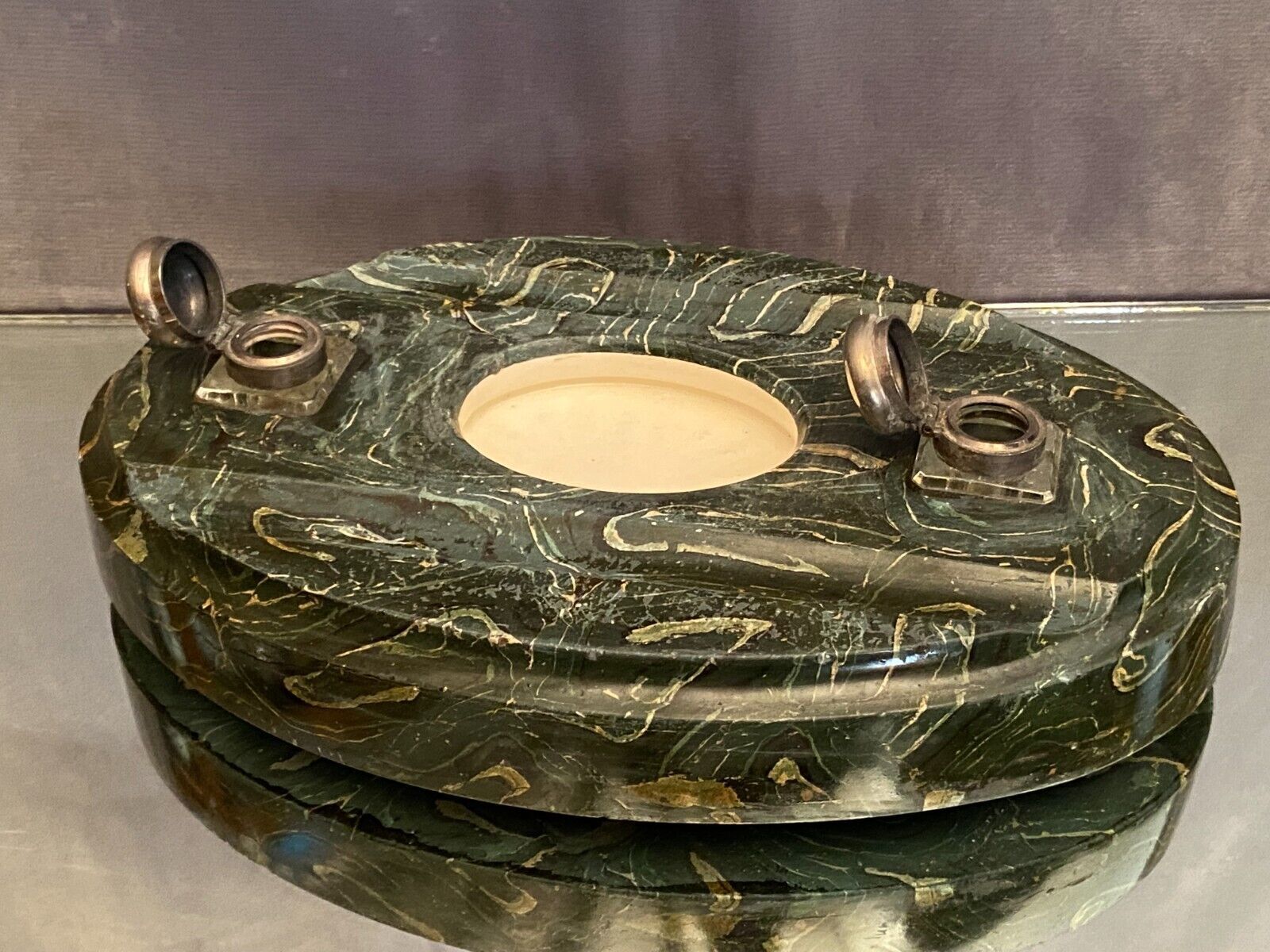 Large office inkwell in ceramic and / or marble late nineteenth early twentieth 6 kg