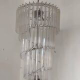 Large spiral chandelier with acrylic crystal trihedrons