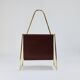 Porte-revues Carl Auböck II Midcentury, laiton et cuir marron, vintage, Autriche