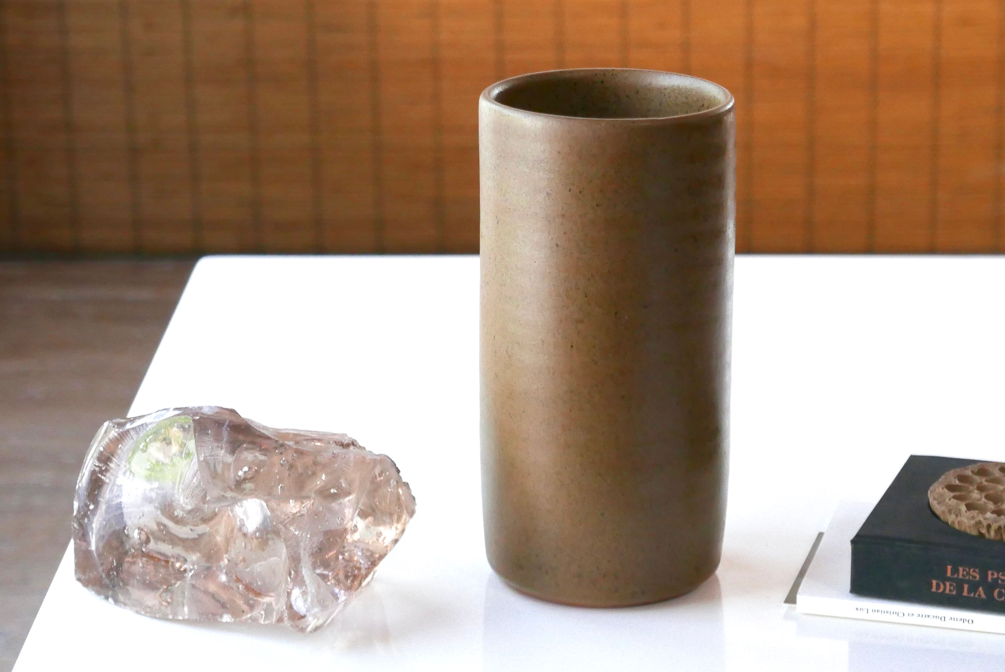 Antonio Lampecco's brown ceramic roll vase, 70s