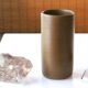 Antonio Lampecco's brown ceramic roll vase, 70s