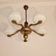 1930s-1940s chandelier – brass and glass, 5 x E27