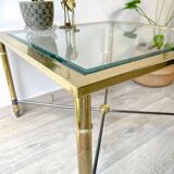 Vintage Brass and Square Beveled Glass Coffee Table