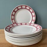 Series of 10 vintage Badonviller earthenware flat plates