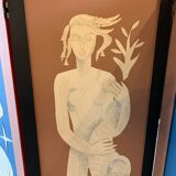 Claustra Expressionist screen " 4 Seasons & 4 Elements ", figurative painting, ca 1940