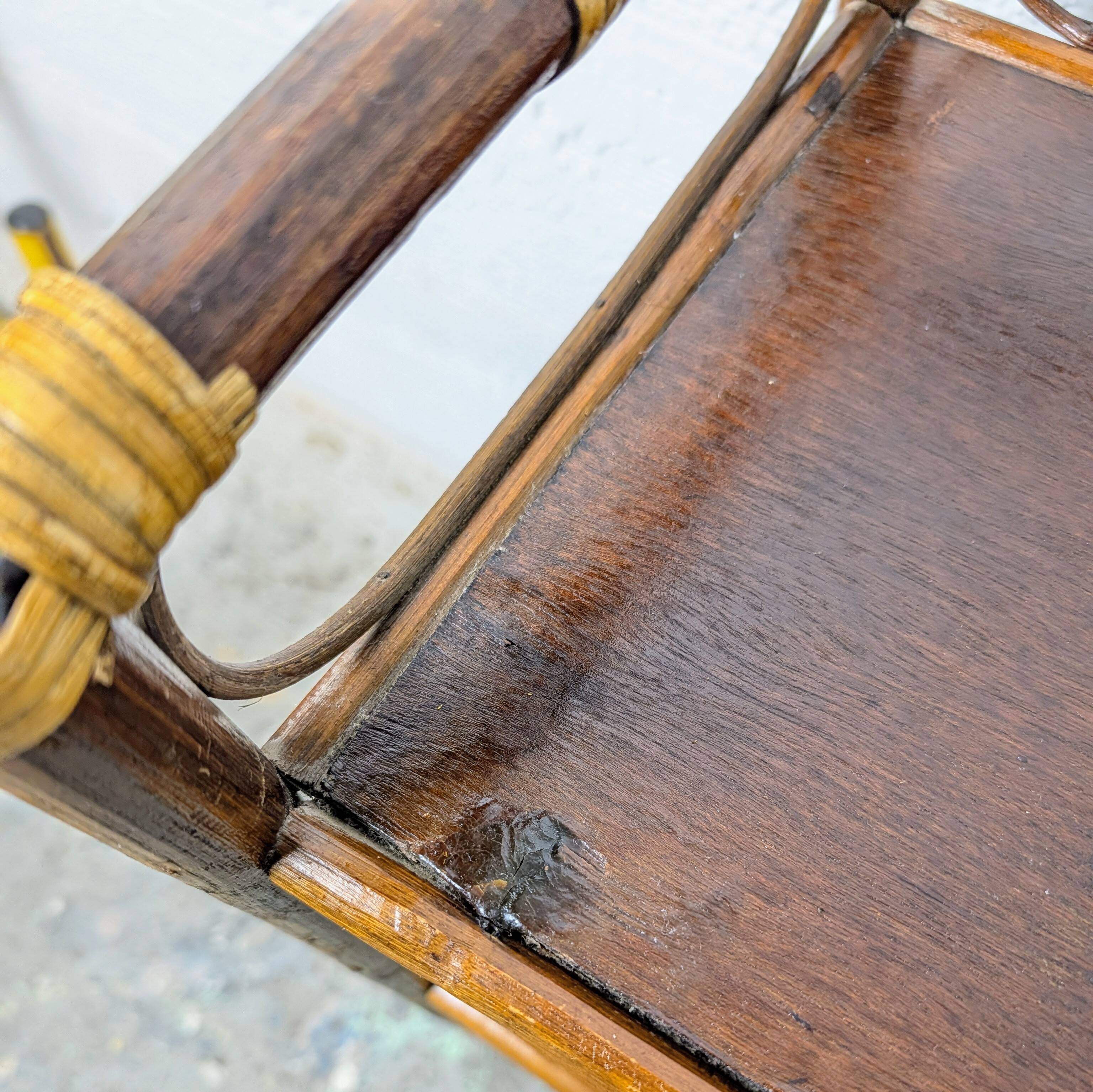 Small rattan and wood shelf