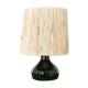 Black ceramic lamp, raffia lampshade, 70s