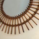 Small Rattan Mirror. French work. Around 1970