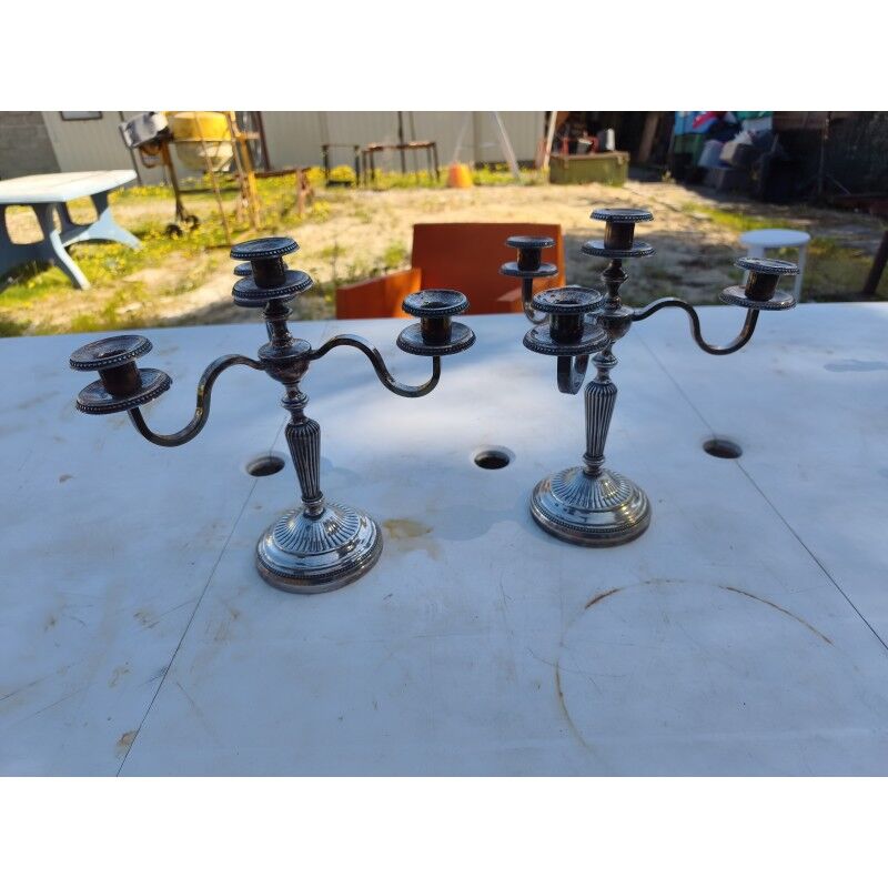 Pair of silver-plated candelabra
