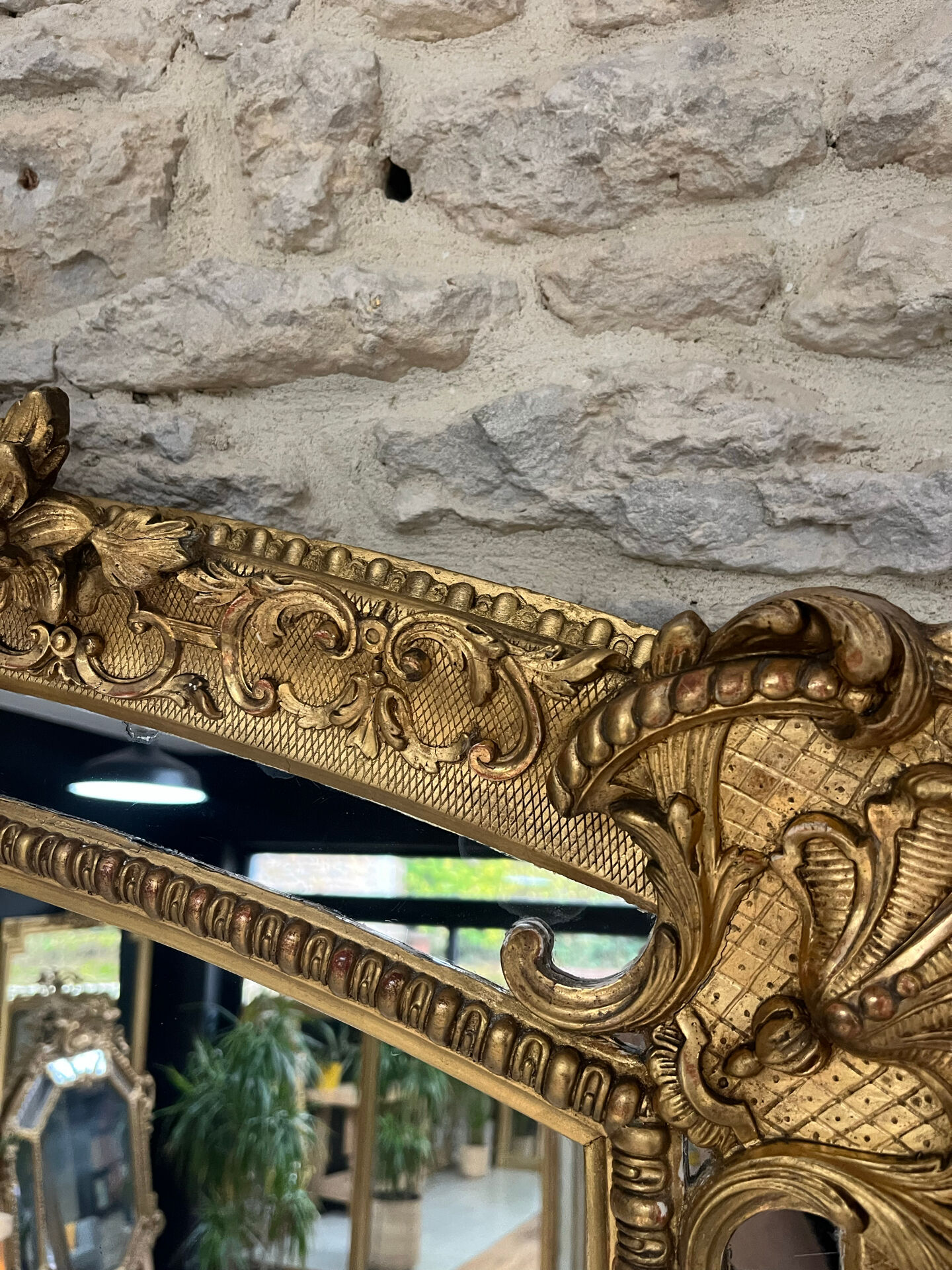 Mirror 244.5/142.5cm Louis XIV with mercury glass, gold leaf.