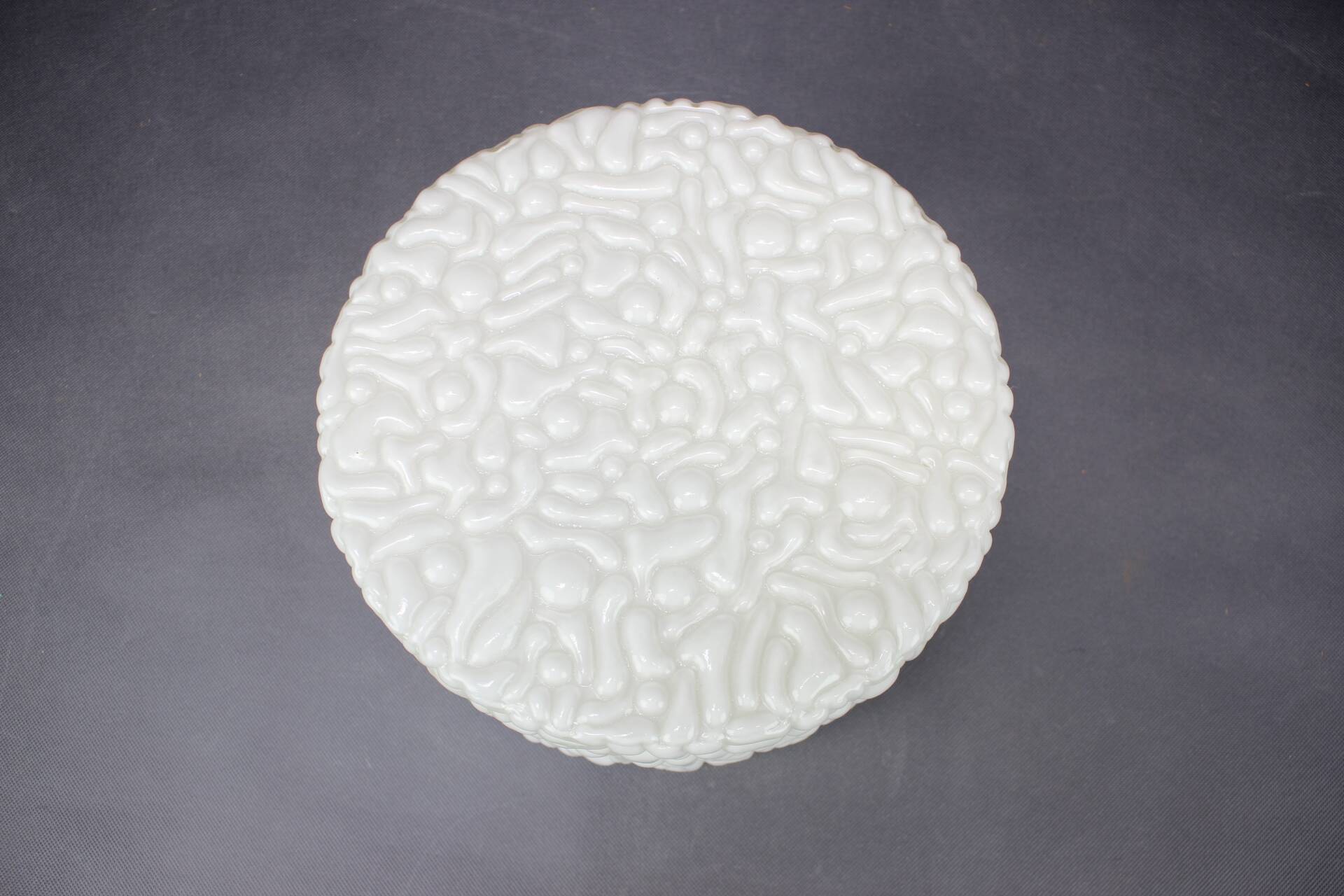 Textured milky glass ceiling light from the mid-century, Czechoslovakia, 1960s.