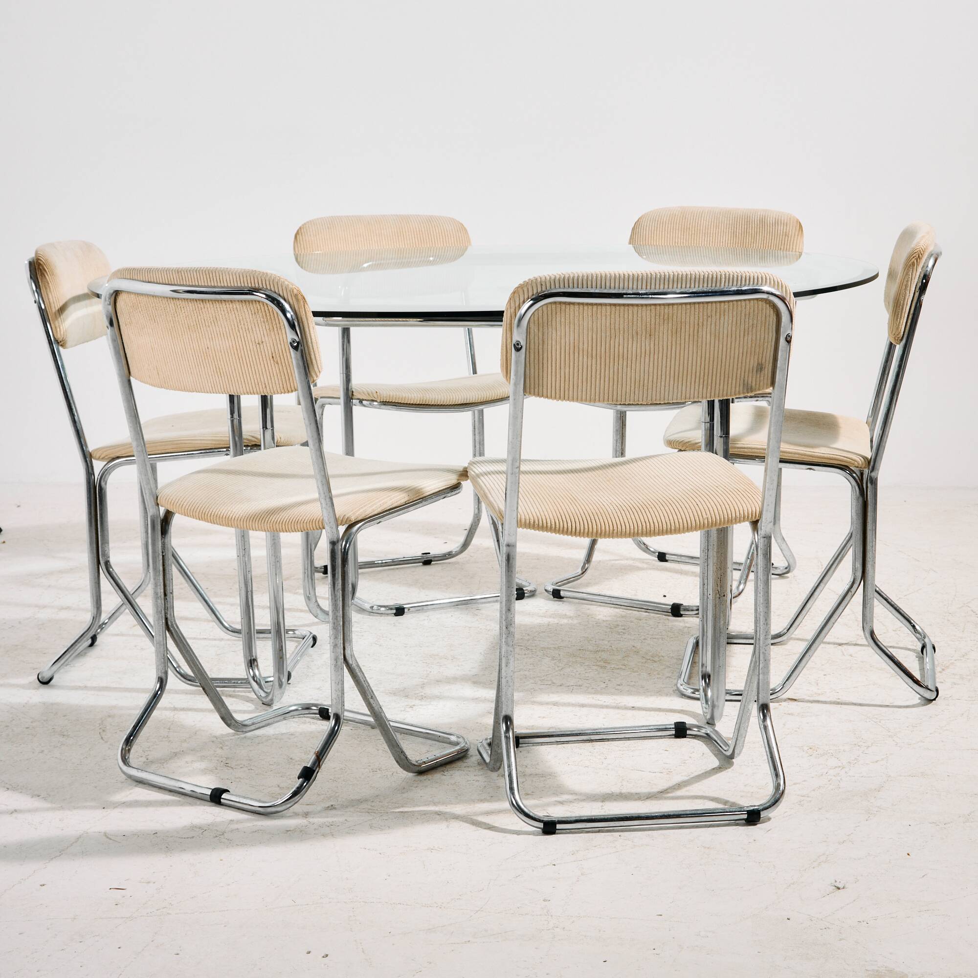 Italian chrome dining set, 7-piece set