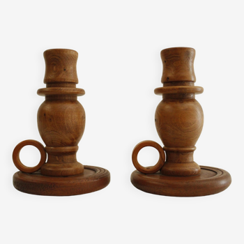 2 bougeoirs en bois