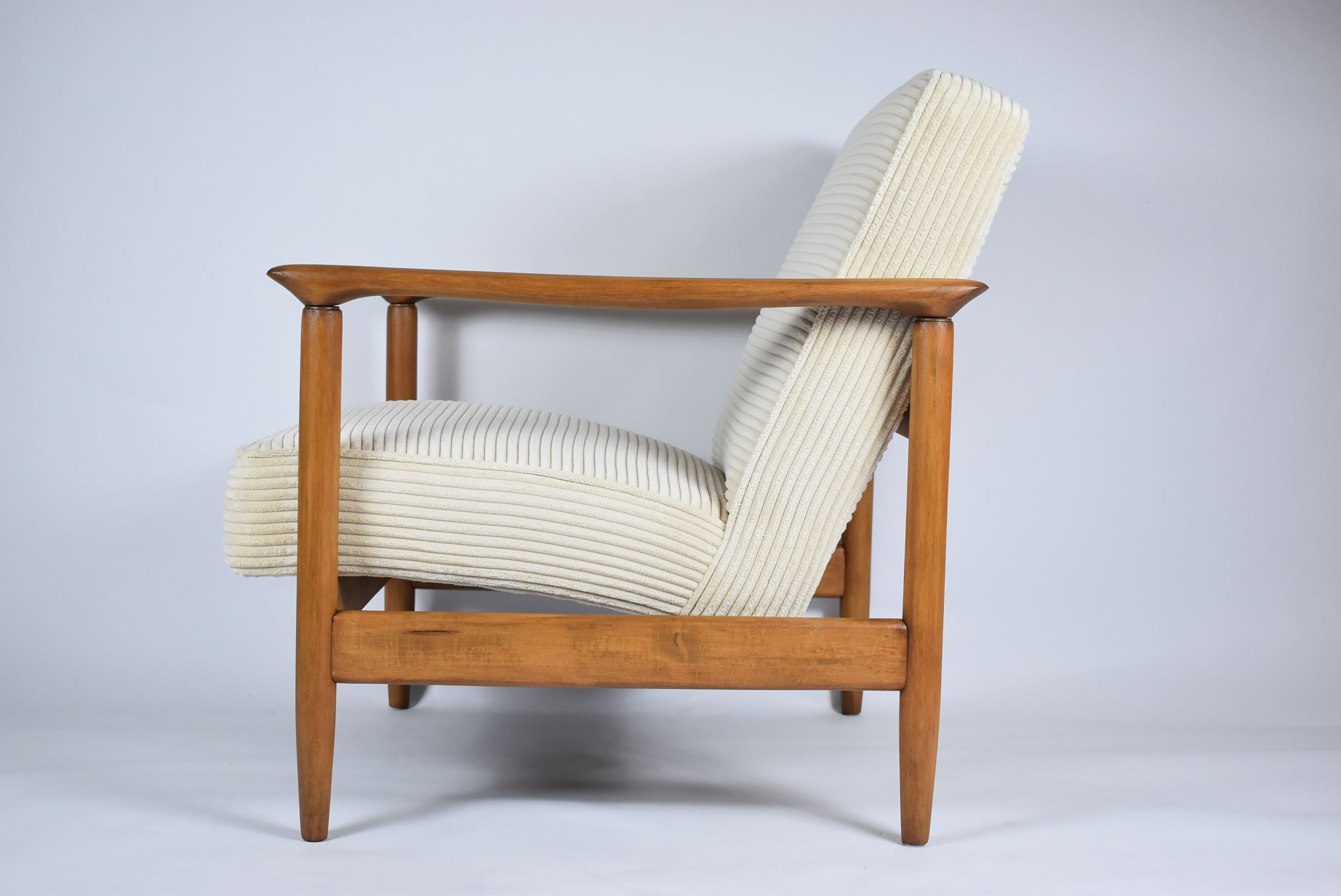 Original scandinavian armchair, renovated, 1960s, teak, beige Cord