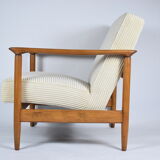 Original scandinavian armchair, renovated, 1960s, teak, beige Cord