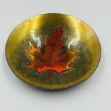 Enamelled catchall leaf signed Jules Perrier artisan Quebec