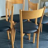 Set of 4 vintage pine dining chairs