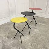 Three colorful 1950s nesting tables