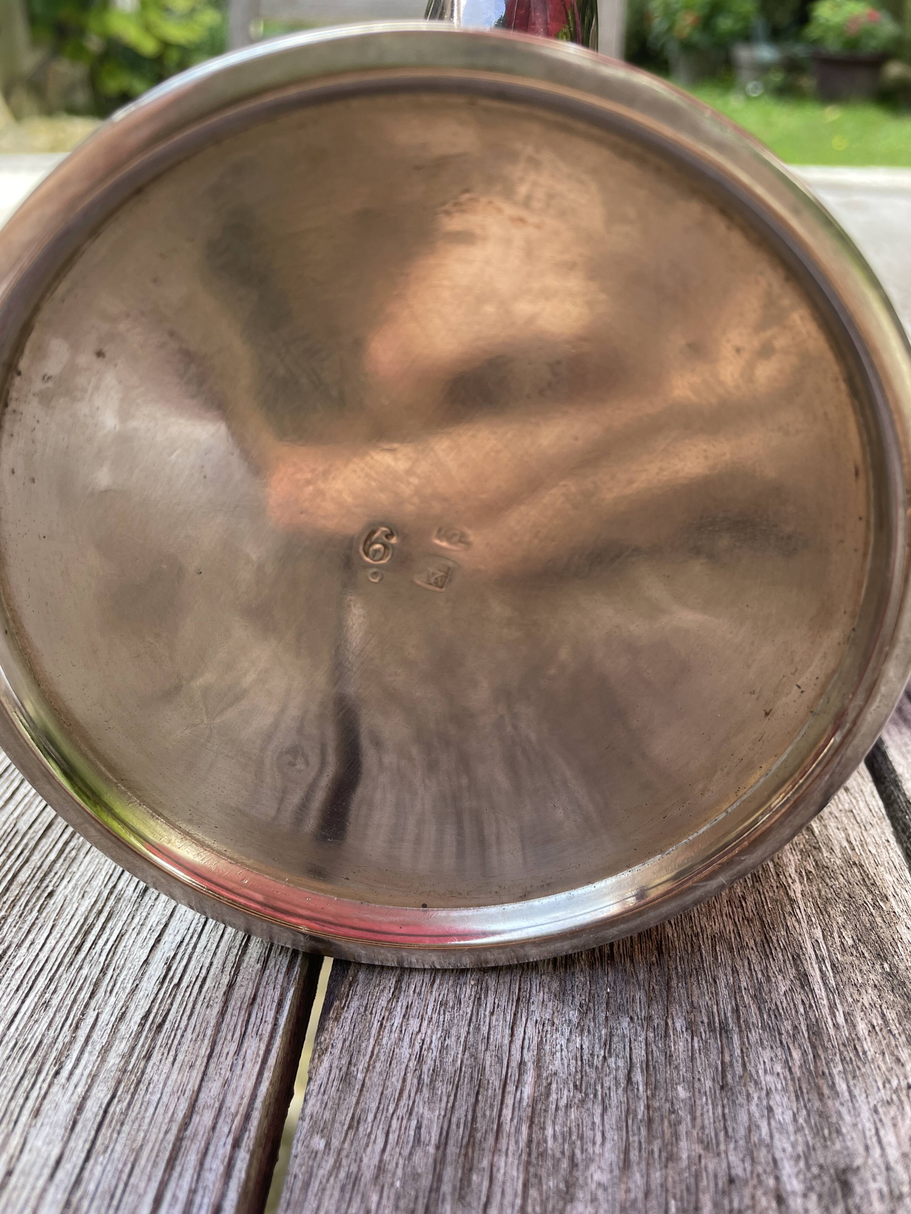 Silver chocolate pot with wooden handle and lid