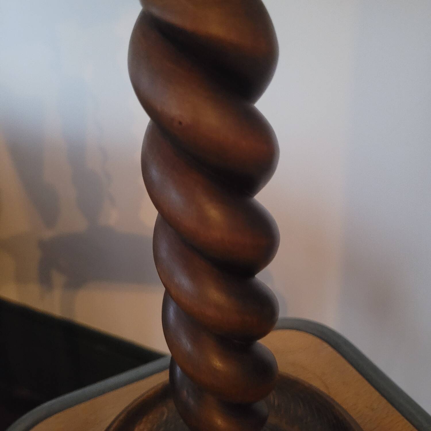 70s spiral turned wood lamp