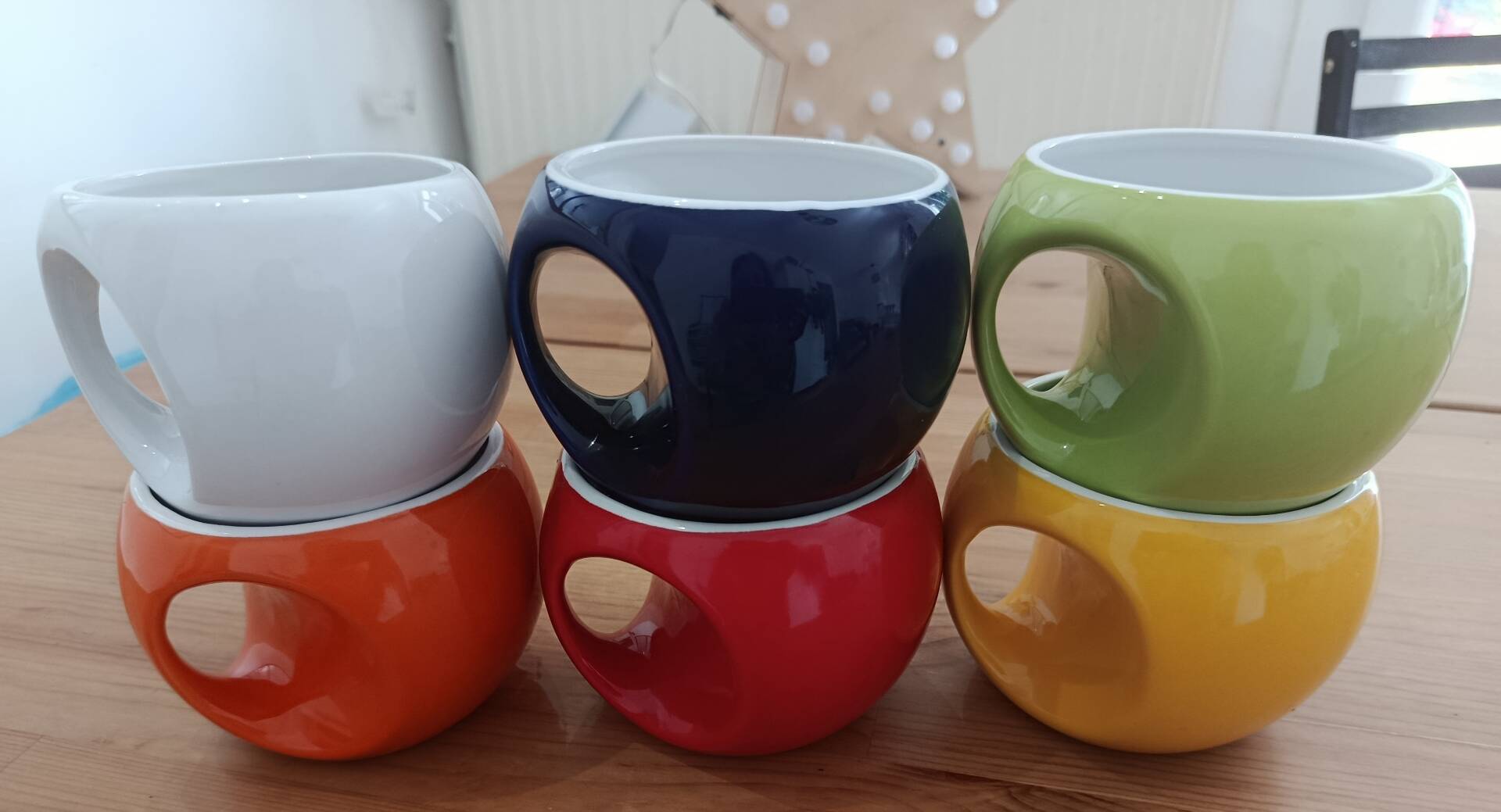 Set of 6 large mugs Pradel France – retro pop / Space Age design – mu
