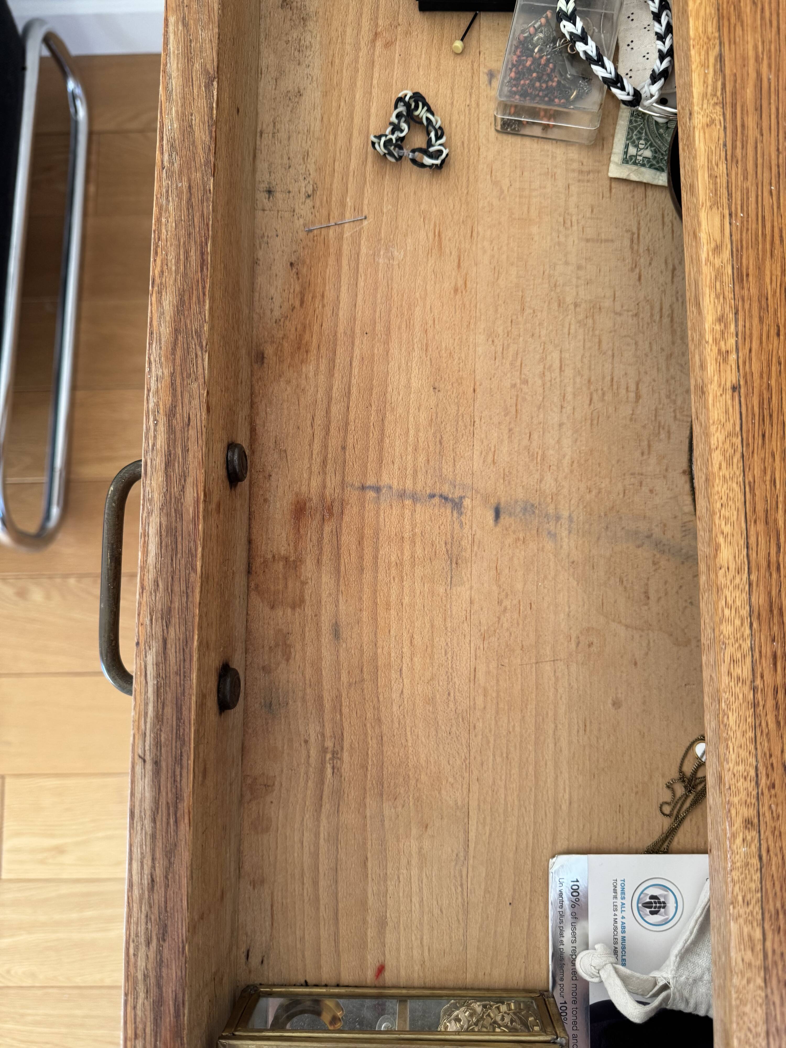 Vintage wooden desk from the 50s and 60s, made in France