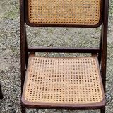 Set of 4 folding chairs wood and canning of the 70s