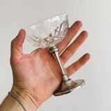 Set of 2 vintage glasses in metal and thick chiseled glass